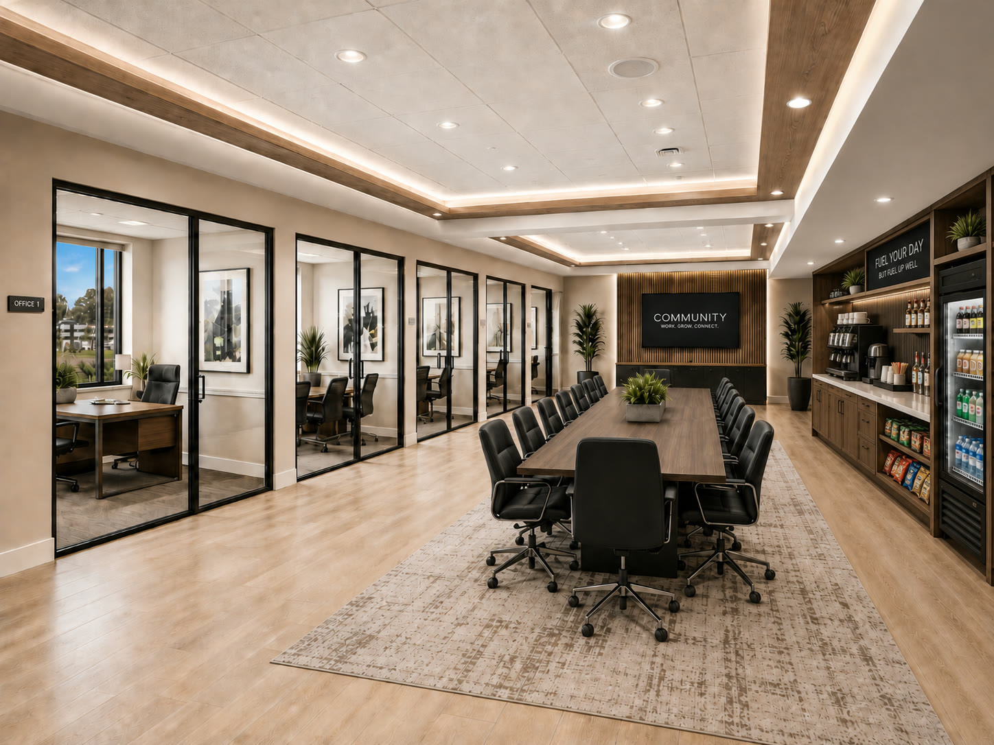 Proposed conference room with micro kitchen oasis
