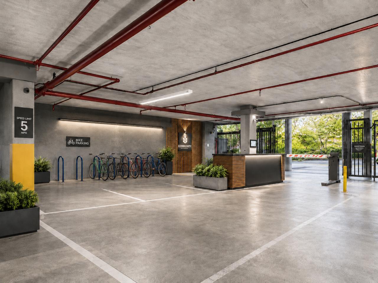 Proposed secure bike storage garage and controlled campus entry